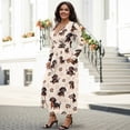 thumbnail image 3 of FKELYI Dachshund Dog Paw Print Fall Maxi Dress for Women Long Sleeve A-Line Flowy Dresses with Side Pockets V Neck Casual Dress for Spring Winter, 2XL, 3 of 6