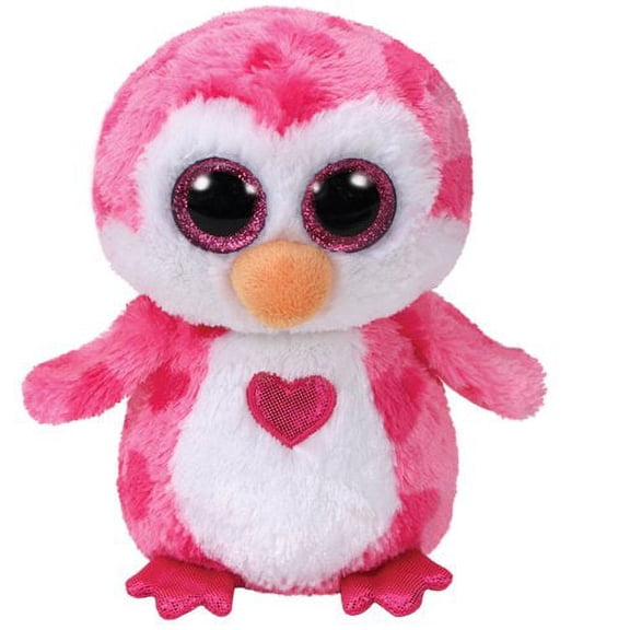 TY Beanie Boos - Valentines Juliet the Pink Penguin (Glitter Eyes) Small 6" Plush