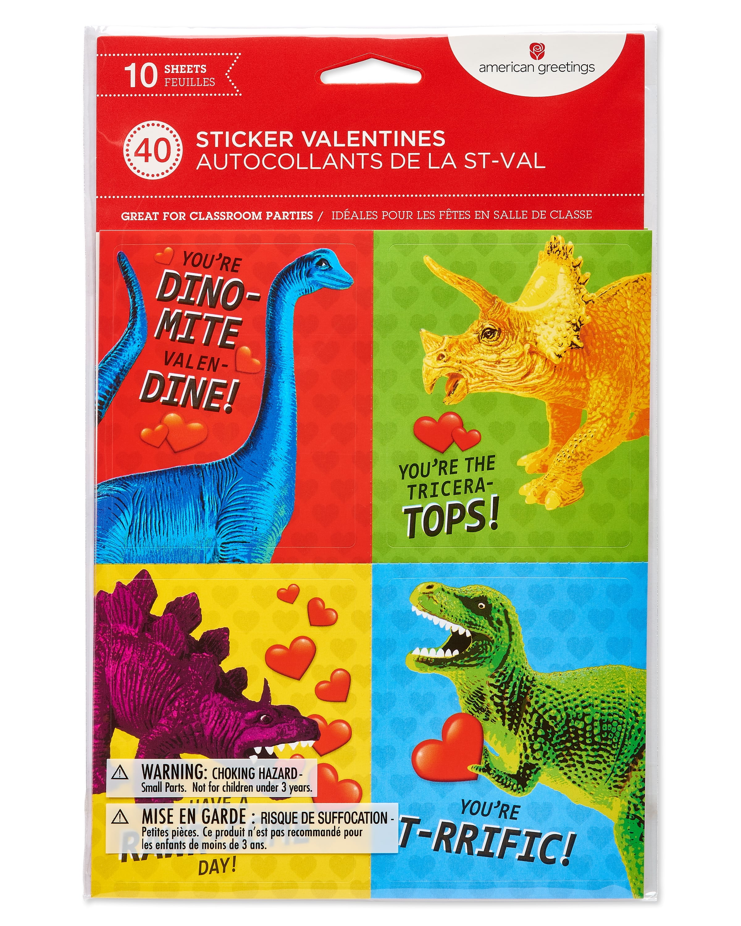 American Greetings Classroom Pack Valentine's Day Stickers, Animals (40-Count)