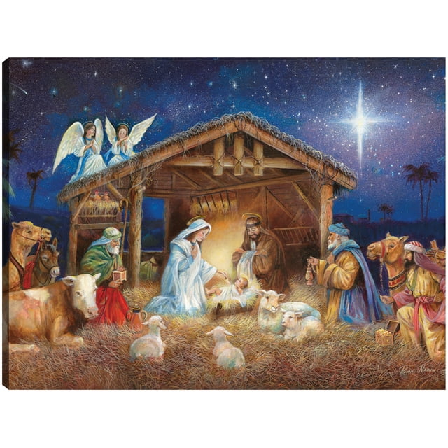 Cuadro Decorativo - Noche silenciosa Santa noche Jr Impresión en canvas, estrechado.