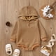 thumbnail image 4 of Gibobby Mamelucos para bebe niño Bebé niños niñas manga larga sólido con capucha pulóver recién nacido sudadera monos(Marrón, 12-18 Meses), 4 of 5