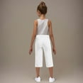 thumbnail image 4 of ZACPNCV Girls Capri Uniform Pants Kids Elastic Waist School Dress Cropped Pants High Stretchy Casual Pants with Pockets White 12-13 Years, 4 of 9