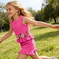 thumbnail image 6 of Amidoa Girls 2 Piece Outfits Summer Clothes Tank Top Sleeveless Solid Color Cute T-Shirt and Casual Shorts Kids Clothing Sets Hot Pink Size 1T, 6 of 9