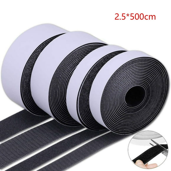 Reusable High-Strength Nylon Self-Adhesive Velcro Tape, 2.5cm Width x 5M Length (Black), Strong Adhesion for Smooth Surfaces, No Residue, Ideal for Home/Office/School to Secure Mattresses, Sofas,
