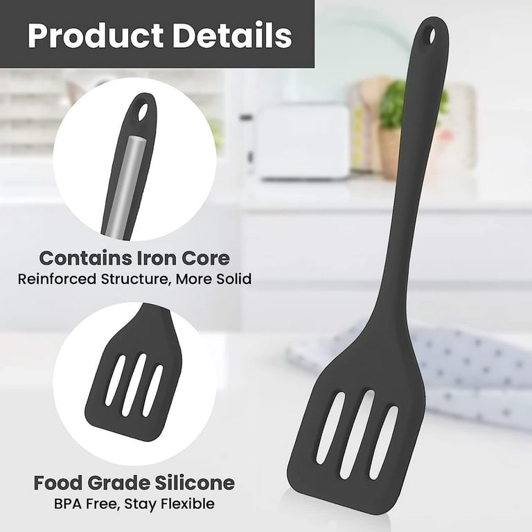 2Pack Small Silicone Turner High Heat Resistant Slotted Spatula