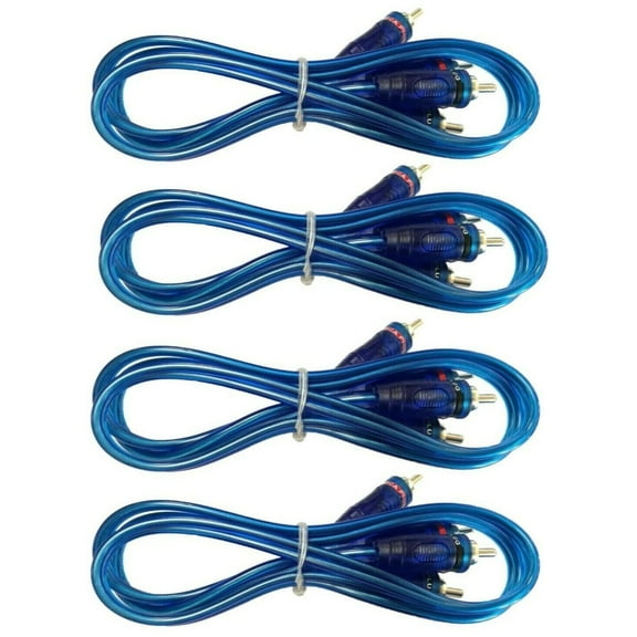 4 Absolute 15' RCA Stereo Plug Cable 2 Male to 2 Male Car Stereo Marine Home Aud