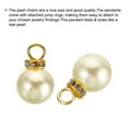 thumbnail image 5 of Uxcell 14mm Faux Pearl Pendants Drops, 100 Pack Round Imitation Pearl Beads with Rhinestone, Golden Beige, 5 of 6