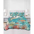 thumbnail image 3 of Brown Sea Turtle Coastal Twin XL Size Down Alternative Comforter,Lightweight Comforter Quilt Bedding Set with Pillow Shams Teal Summer Beach Coral Nautical Bed Comforter Duvet Insert 68"x98", 3 of 7