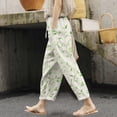 thumbnail image 2 of TRUBKH linen pants women flowy pants for women Floral Solid Long Palazzo Pants Elasticated Belt High Waisted Pocket Autumn Linen Print Casual Pants Slacks for Women Cargo Pants Women Dark Blue S, 2 of 5
