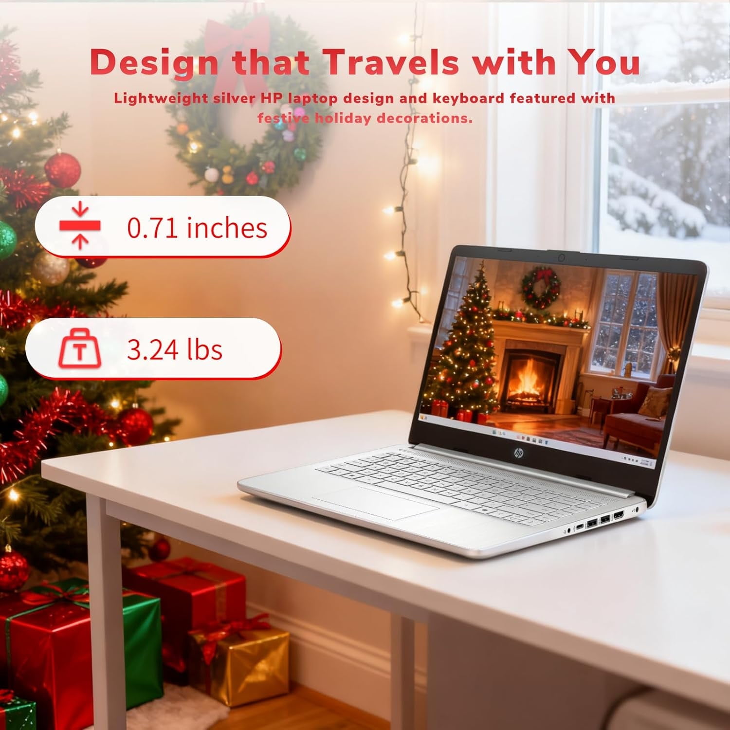 HP 14" Business & Student Portable Laptop, Intel N150 CPU, 16GB RAM, 128GB UFS+256GB MSD Storage, Wi-Fi 6, Copilot AI,Windows 11 Pro, 1-Year Microsoft Office 365, Natural Silver