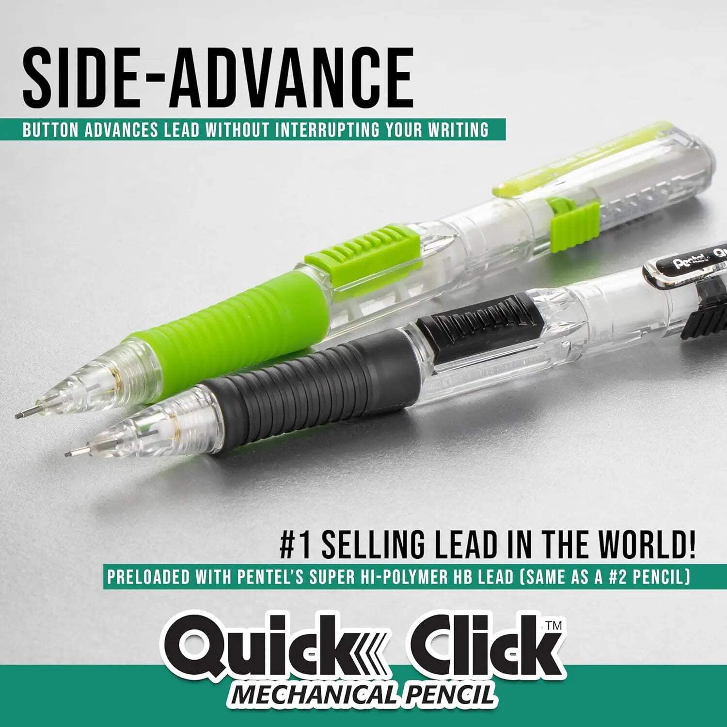 Pentel Quick Click Pop Mechanical Pencil, 0.7mm, Plus Lead and Eraser, 8-pk