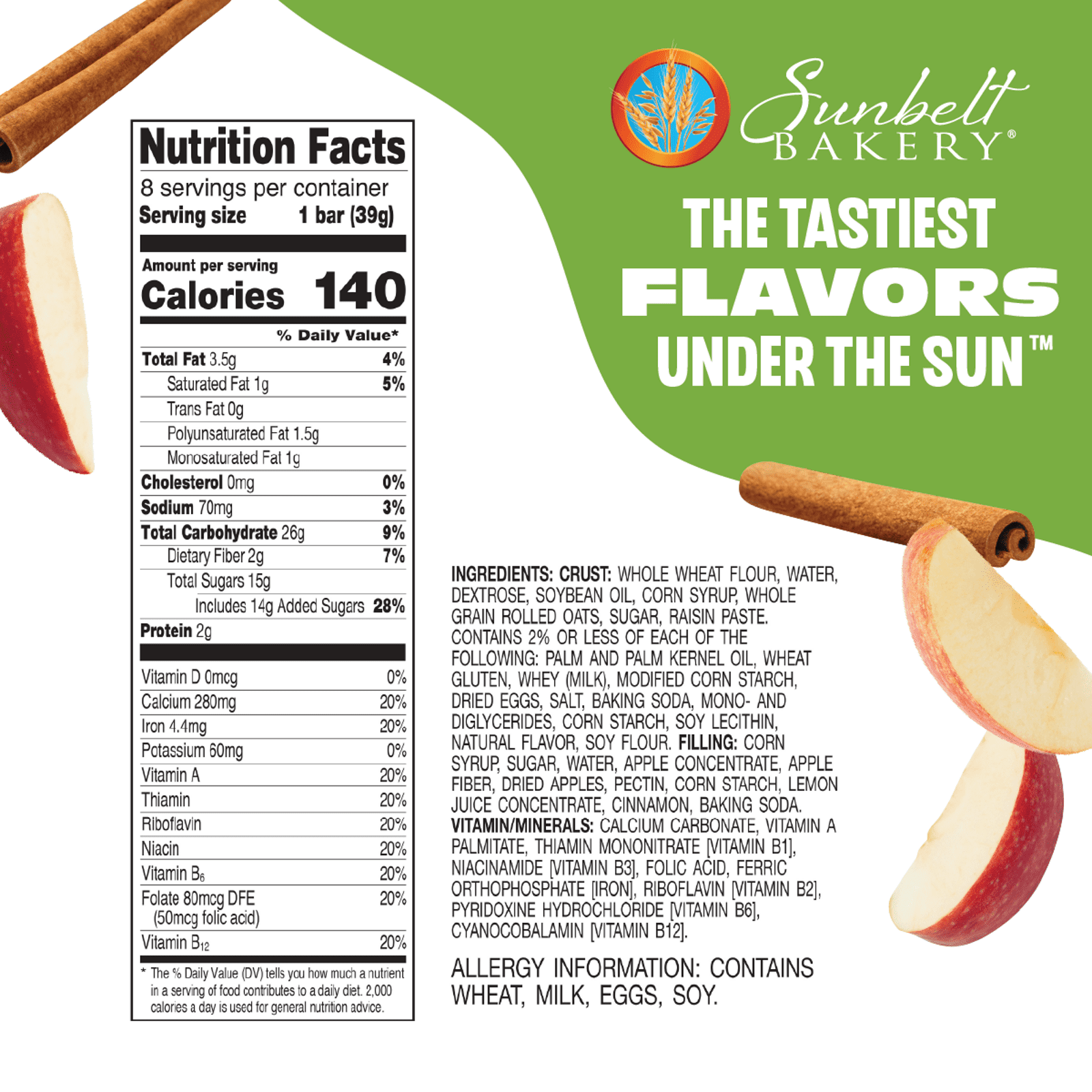 (4 pack) Sunbelt Bakery Soft Baked Bars Apple Cinnamon, 8 Count