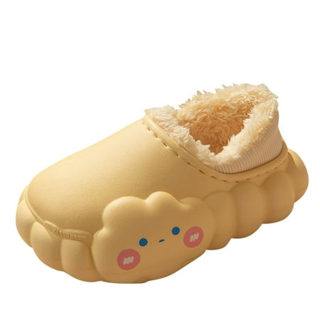 

JDEFEG Toddler Slipper Girl Autumn and Winter Girls and Boys Slippers Flat Bottom Non Slip Soft Plush Warm and Comfortable Cute Cartoon Cloud Shape Sneaker Slippers for Girls Yellow 180