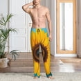 thumbnail image 2 of Naloa Golden Sunflower in Blue Pajama Pants Men, PJ Bottoms, Sleep & Lounge Pants-X-Large, 2 of 6