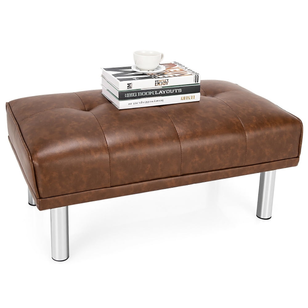 Finihen Modern Tufted Ottoman Bench, Rectangular Footstool, Rectangle Tufted Ottoman with Stainless Steel Legs, for Living Room, Bedroom, Brown Finihen Modern Tufted Ottoman Bench, Rectangular Footstool, Rectangle Tufted Ottoman with Stainless Steel Legs, for Living Room, Bedroom, Brown