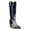 Blue, variant on FSJ Women Modern Snake Print Cowboy Boots Pointed Toe Knee High Chunky Heel Western Pull On Fall Winter Daily Outing Tall Boots Size 8 Brown