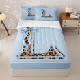 thumbnail image 3 of Homewish Cheetah Print Letter Monogrammed L Zipper Twin Comforter Sets with Fitted Sheet and 2 Pillowcases for Teens,Girls Blue Bow Knot Zipper Bedding Set,4-Piece, 3 of 6