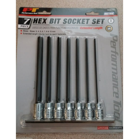 7PC 3/8' DR MET HEX BIT SET