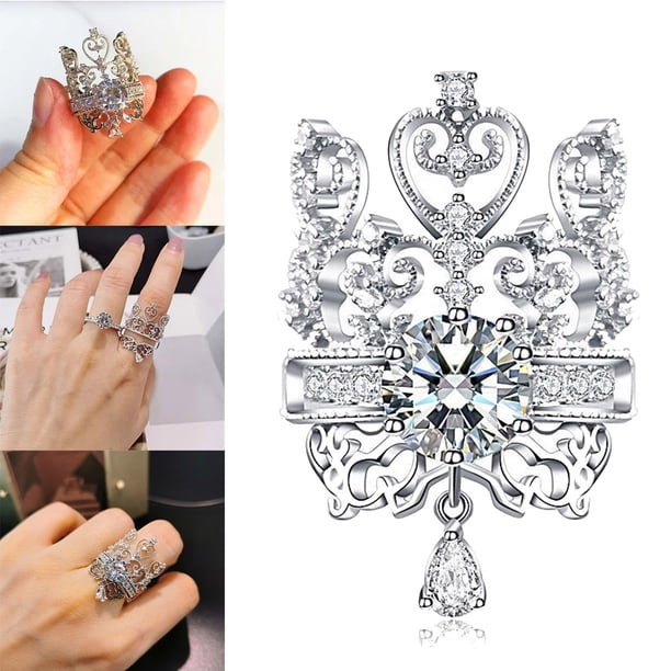 Anillos para mujer, regalos para mujer, anillo hueco 2 en 1 para compromiso, boda, regalo, talla 6-10, anillo de moda.