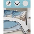 thumbnail image 4 of Navy Blue Brown Ombre Summer Quilt Set King Size,Soft Microfiber Quilted Bedding Set with 2 Pillow Shams,Modern Geometric Abstract Cream Lightweight All Season Bedspread Coverlet for Bedroom 96"x106", 4 of 6