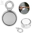 thumbnail image 2 of Gustave 600LBS Pulling Force Round Double Sided Fishing Magnet Super Strong Neodymium Thick Eyebolt Treasure Hunt (Silver), 2 of 10