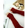 thumbnail image 7 of Womens Winter Warm Over Elbow Long Fingerless Thumb Hole Gloves Mittens Knitted Arm Warmer, 7 of 7