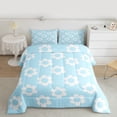 thumbnail image 2 of Homewish Cute Cartoon Floral Full Size Comforter Sets,Abstract Daisy Blossom Bedding Comforter Set,Blue White Bedding Sets For Kids,Super Cozy Room Decor Reversible,3 Pieces, 2 of 8