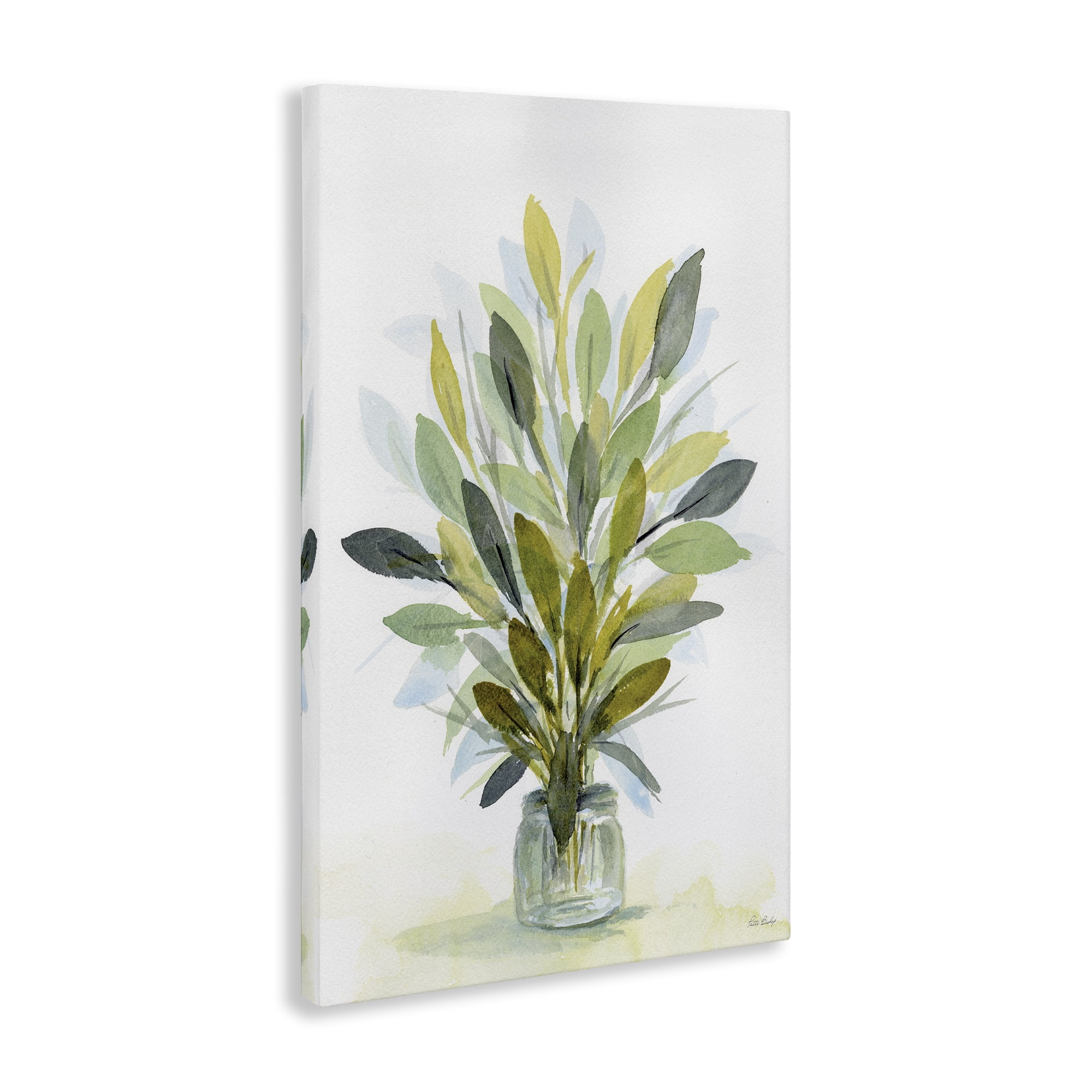 Stupell Industries Layered Leaves in Jar Botanical & Floral Painting Gallery Wrapped Canvas Art Print Wall Art, 24 x 36