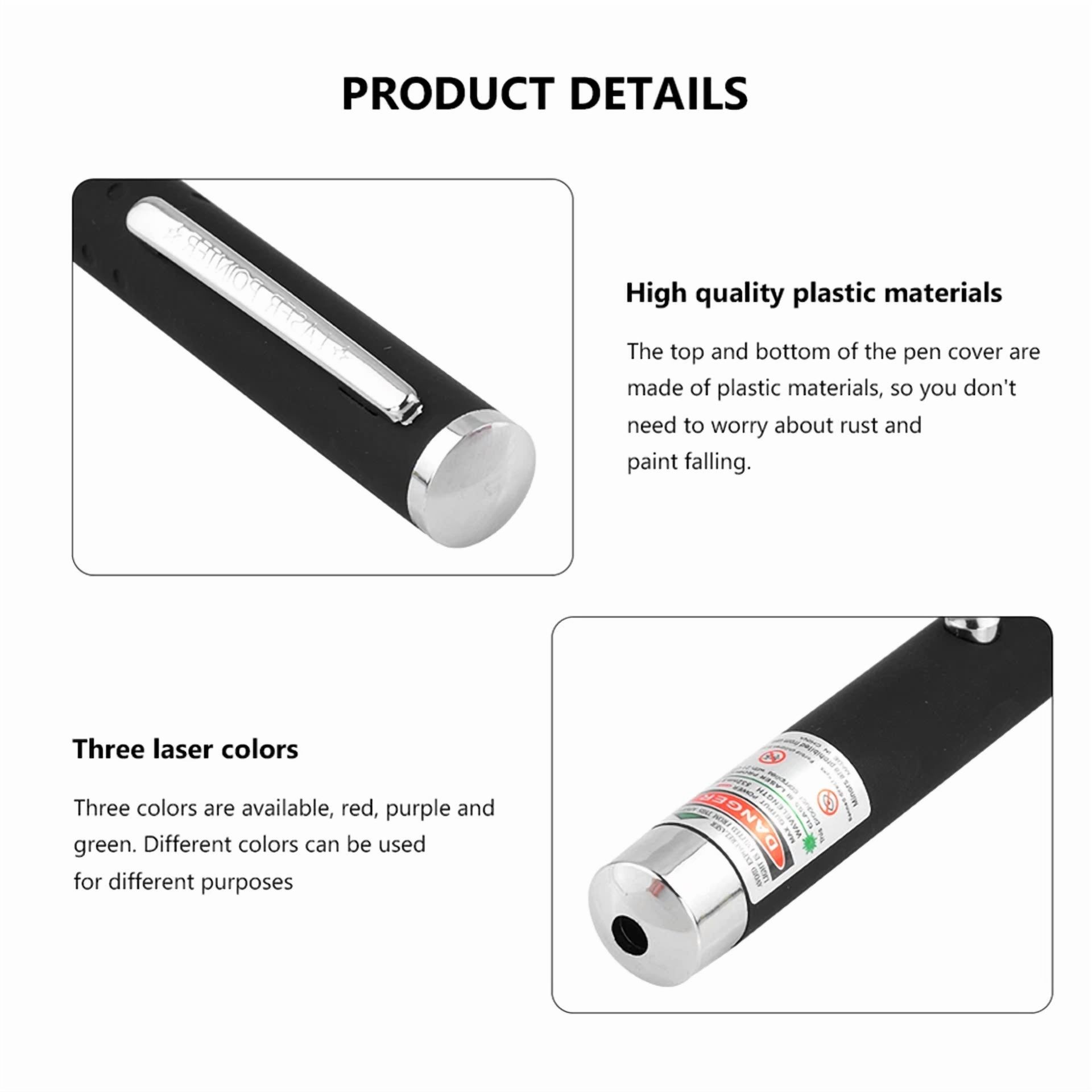 CRESTIN- 3 Packs 900Mile Laser Pointer Pen Green Blue Red Light Visible Beam Lazer
