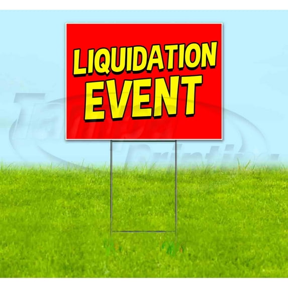Liquidation Event Ylwred (18" x 24") Yard Sign, Includes Metal Step Stake