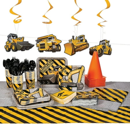 Construction Tableware Kit for 24 Guests, Party Supplies, Birthday, 211 Pieces