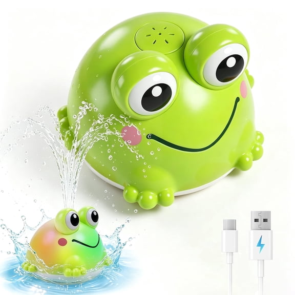 Dammyty Baby Bath Toys for Toddlers, Light up Frog Bath Toys for Kids Ages 1-3, Toddler Fountain Pool Water Bathtub Toys Gifts