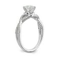 thumbnail image 6 of Solid 14k White Gold Diamond Side-Stones with CZ Cubic Zirconia Peg Set Center Stone Criss-Cross Engagement Ring Size 5, 6 of 8