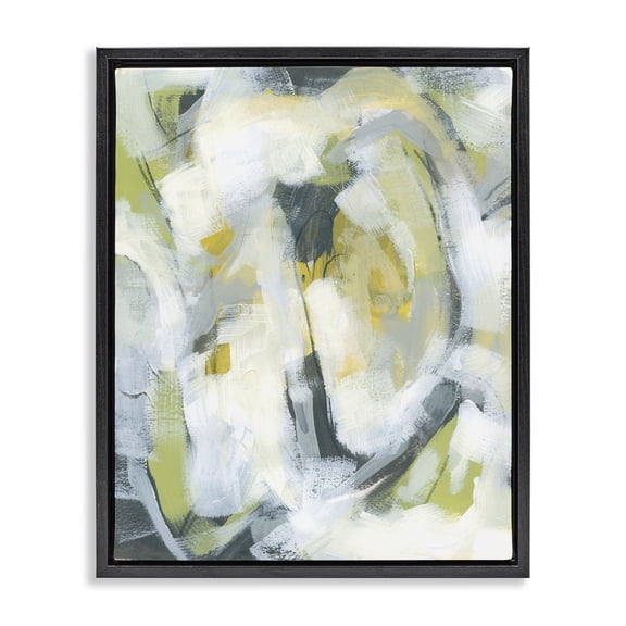 Stupell Industries Complex Abstract Distortion Abstract Painting Black Floater Framed Canvas Art Print Wall Art, 17 x 21