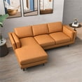 thumbnail image 5 of Pemberly Row Mid-Century Leather Cushion Back Left-Facing Sectional in Tan, 5 of 6