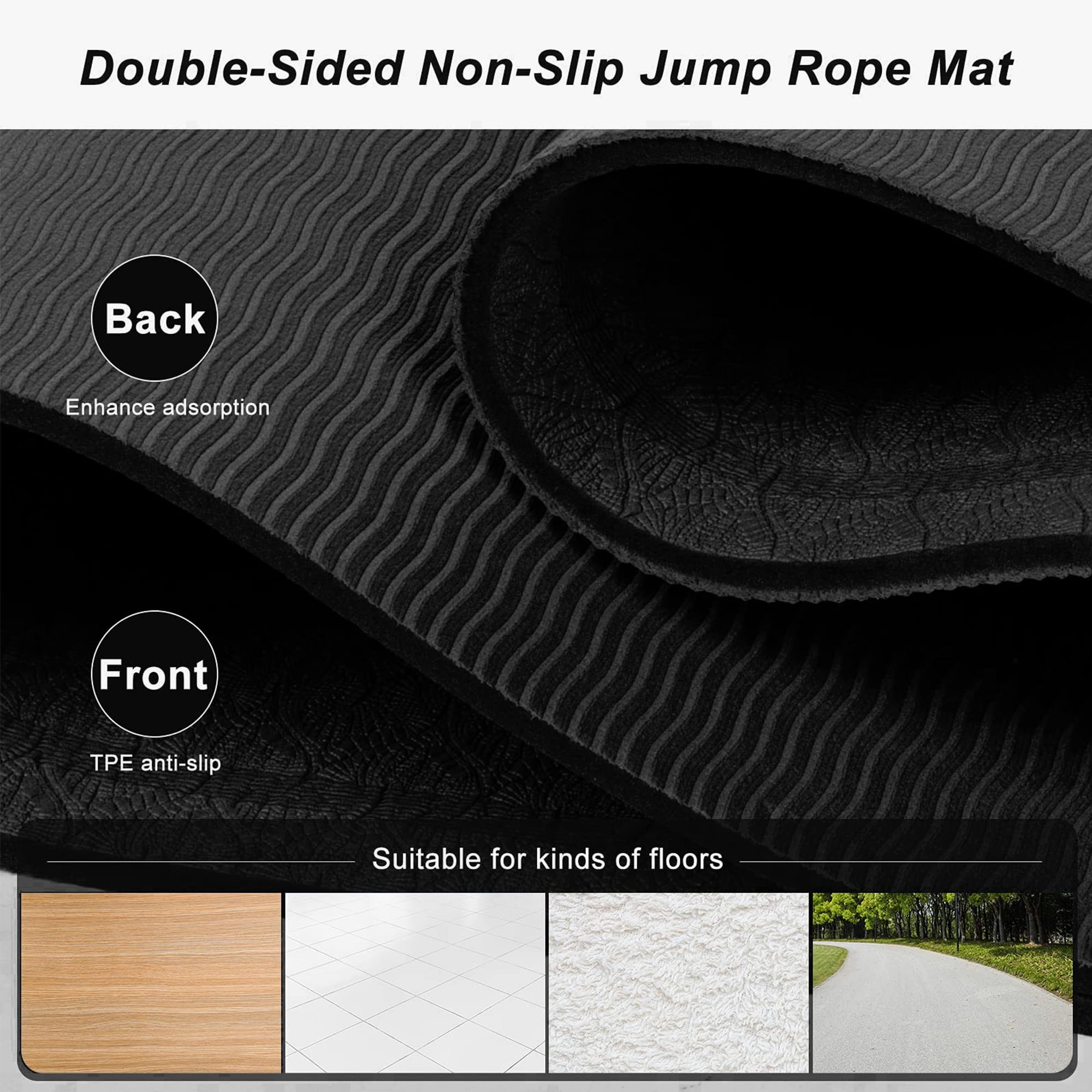 Arsvita Larger Jump Rope Mat, Non-Slip High-Density Shock Absorption Exercise Mat for Indoor Outdoor, 65"x24"