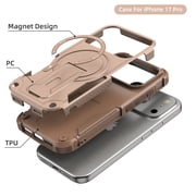 MagSafe Compatible Shockproof Case with Foldable Stand for iPhone 17 Pro Max - Desert