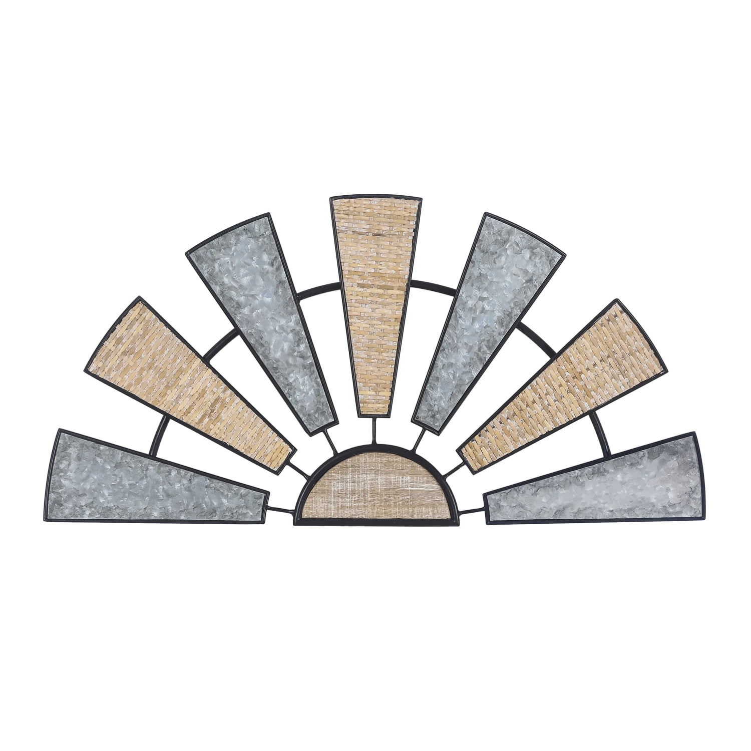 Joveco 24" Farmhouse Wall Decor Galvanized Metal Windmill Wall