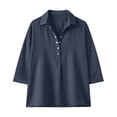 thumbnail image 3 of Collared Casual Blouses, Casual Short Sleeve Blouse Plus Size Shirt Cotton Linen Short Sleeve Shirt Business Casual Outfits Short Sleeve Button Down Shirts Yoga Shirt Basic Solid, 3 of 6