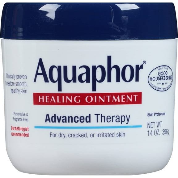 Aquaphor Healing Ointment - Moisturizing Skin Protectant for Dry Cracked Hands, Heels and Elbows - 14 oz. Jar