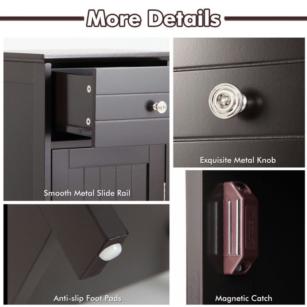 Finihen Bathroom Storage Cabinet, Bathroom Floor Cabinet, Wooden Bathroom Floor Storage Cabinet with Drawer and Shelf, for Bathroom, Living Room, Bedroom, Kitchen, Brown Finihen Bathroom Storage Cabinet, Bathroom Floor Cabinet, Wooden Bathroom Floor Storage Cabinet with Drawer and Shelf, for Bathroom, Living Room, Bedroom, Kitchen, Brown