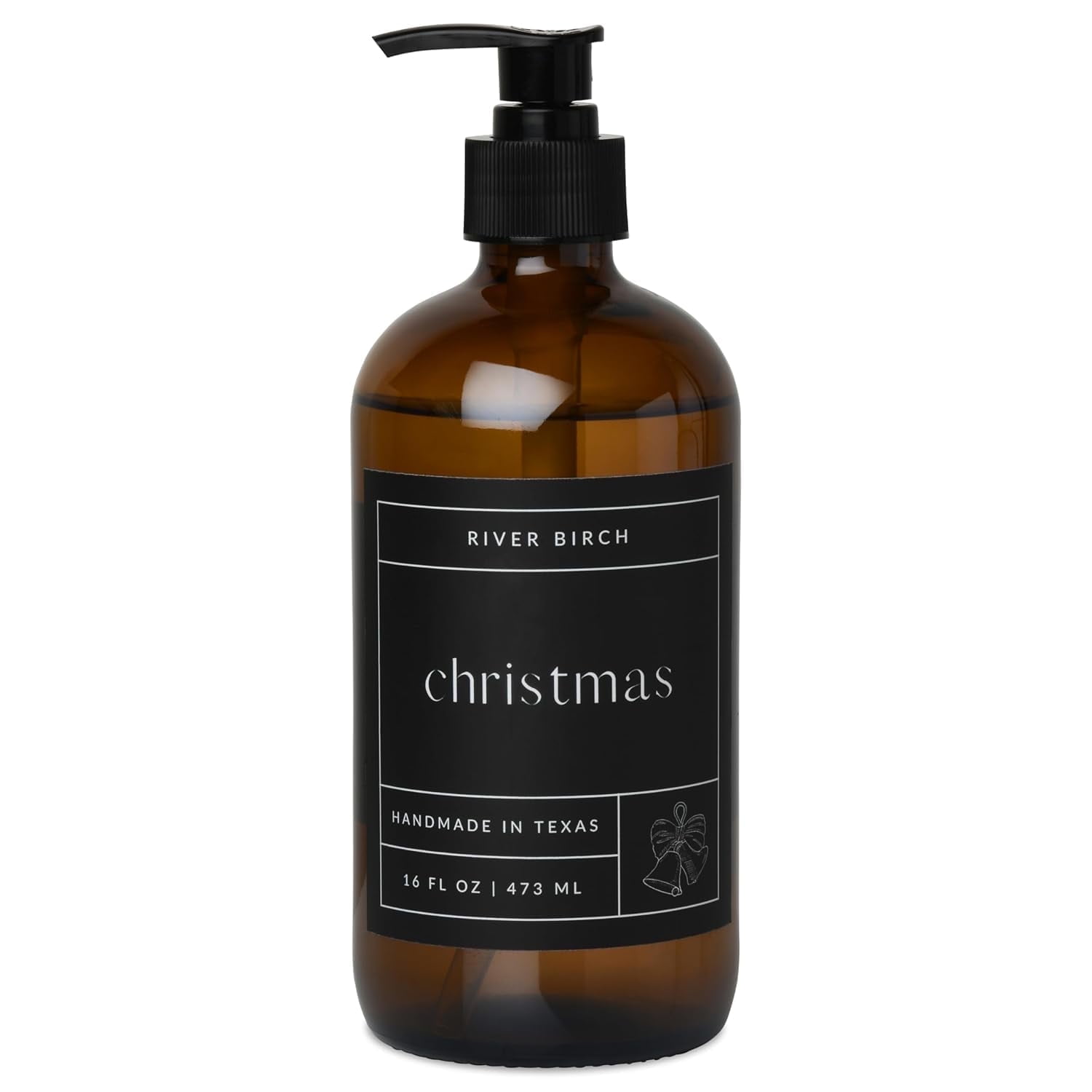 River Birch Christmas Scented Natural Hand Soap - Handmade Organic Hand Soap - Moisturizing Hand Wash with Amber Dispenser - Luxury Scented Hydrating Hand Soap - Vegan and Non Toxic - 16 Fl Oz