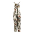 thumbnail image 2 of Komoo Female Plus Sizes Jumpsuit Adult Leaf Floral Print Sleeveless Pockets Overalls (Size XXXL), 2 of 9