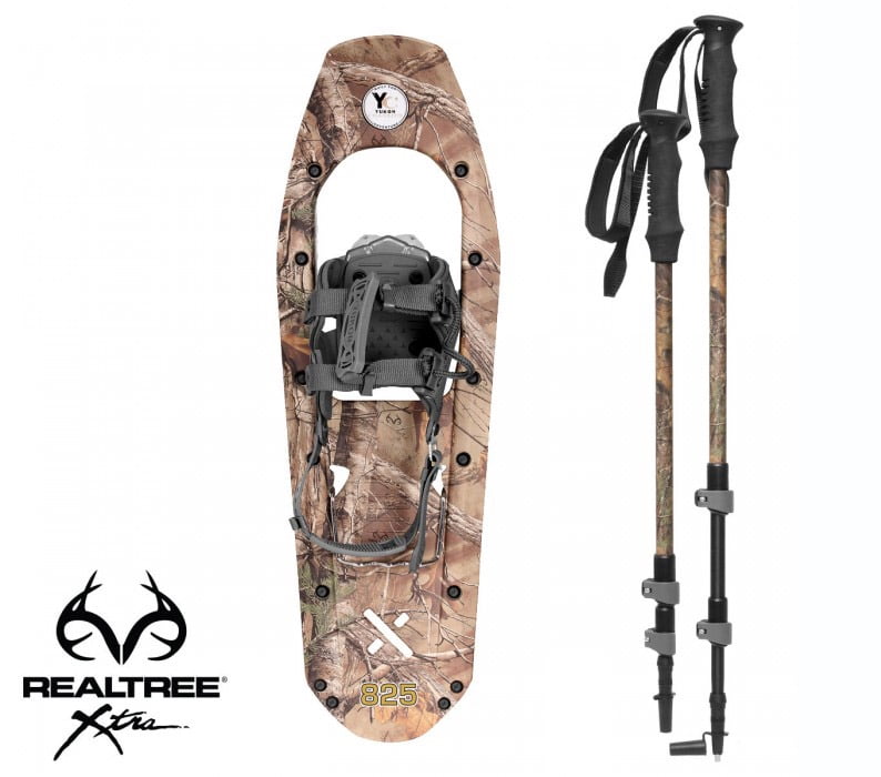 Yukon Charlie's REALTREE Xtra Molded Snowshoes(up to 200lbs) Wood Camo w poles by