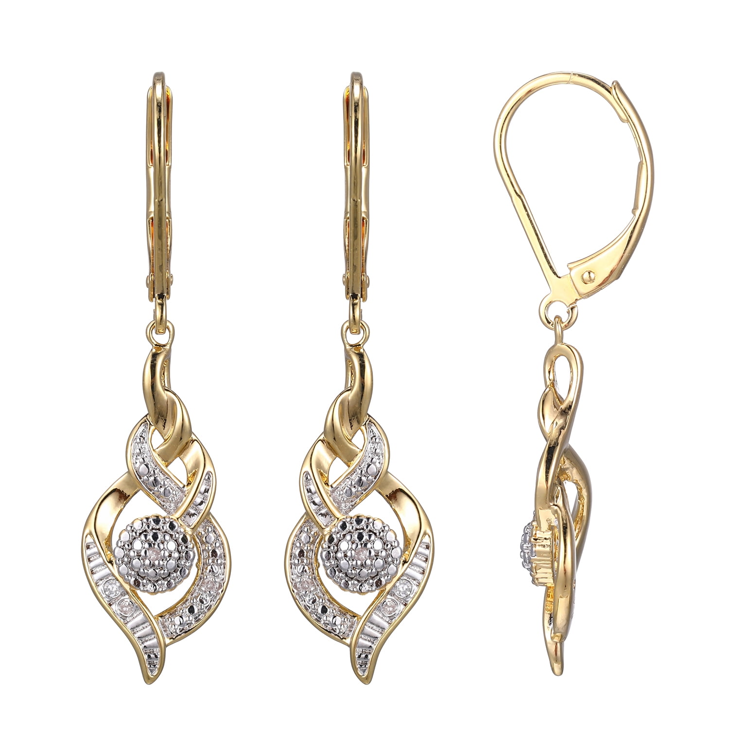 Forever Facets Diamond Accent 3-Piece Waterfall Pendant and Ring Set in 18k Yellow Gold over Bronze, Adult Female