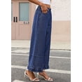 thumbnail image 3 of DOKOTOO Women Wide Leg Jeans High Waisted Stretch Denim Elastic Waist Ruffle Hem Flare Pants Vintage Loose Fit High Rise Baggy Jeans, 3 of 8