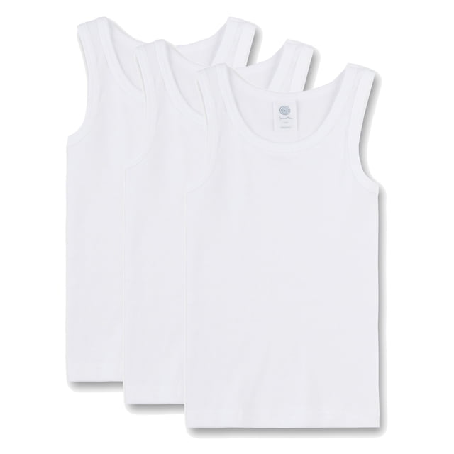 Sanetta Niño Camiseta Paquete de 3 - Camisa sin Brazos, Tank Top, Basic, Algodón orgánico Blanco 104
