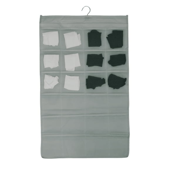 Unique Bargains Closet Hanging Organizer with Mesh Pockets and Rotating Metal Hanger Wardrobe Storage Bags Gray