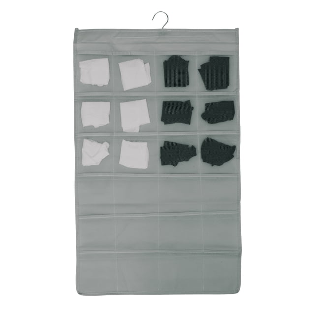 Organizador de armario colgante Unique Bargains con bolsillos de malla y gancho de metal giratorio, bolsas de almacenamiento para armario gris