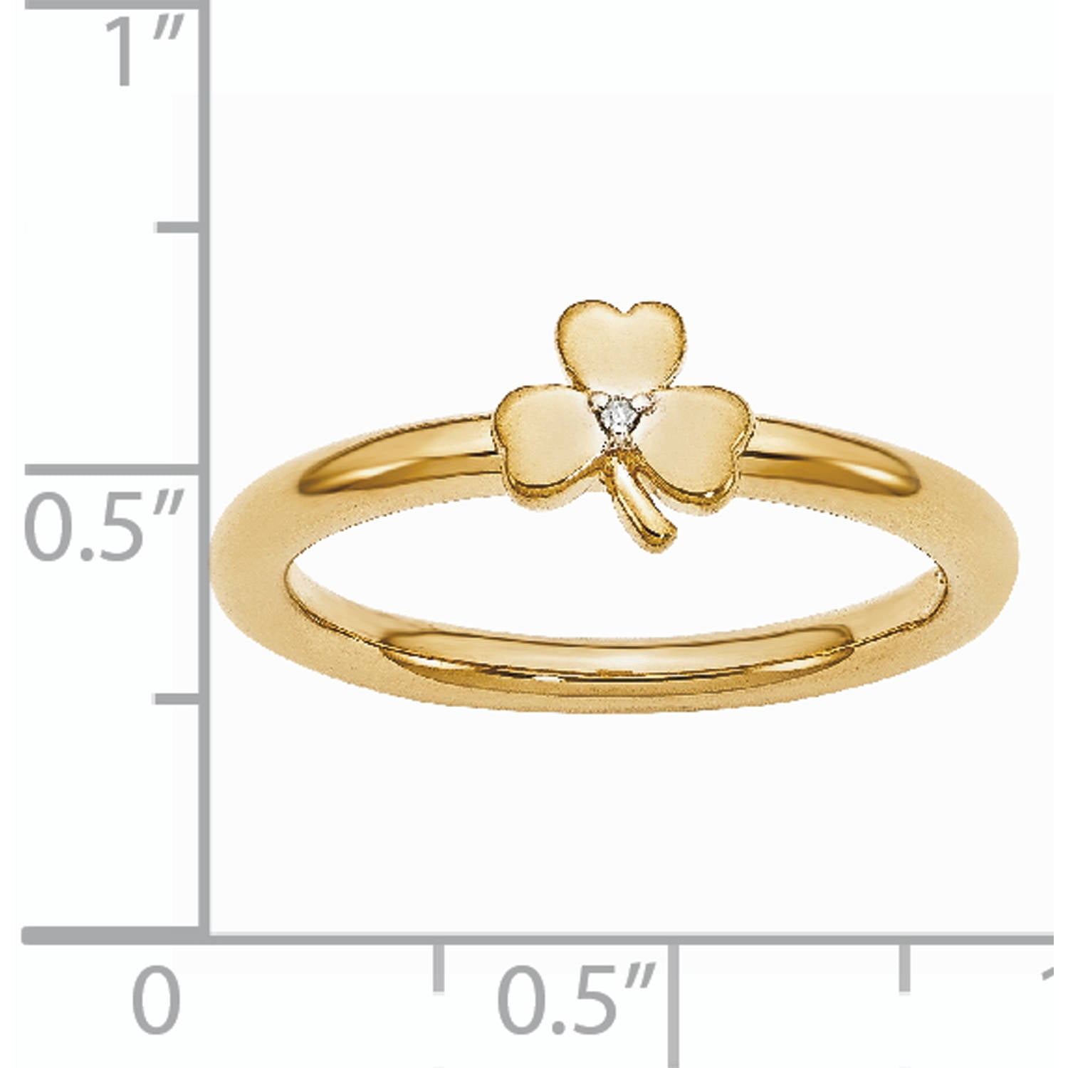Diamond Sterling Silver Yellow-Plated Clover Ring